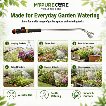 Watering Lance Kit 50cm 75cm 90cm Aluminium Garden Watering Wand with Flow Control Valve & Hose Connector for Plants, Pots, Borders, Raised Beds & Hanging Baskets