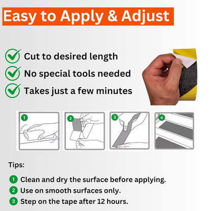 Anti Slip Grip Tape Black Yellow 80 Grit for Stairs Decking and Outdoor Use