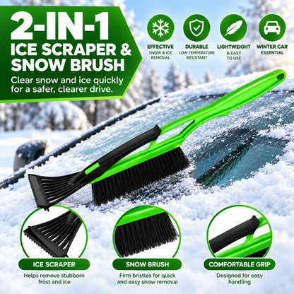 Snow Brush Ice Scraper Windscreen Car Window Frost De-Icer Winter Black Green Handheld