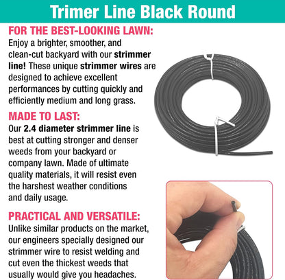 Strimmer Line Black Star – 2.4 mm x 15 m Strimmer Wire – Ideal for Professional Trimming of Medium to Long Grass
